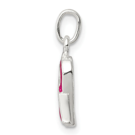 Sterling Silver Pink Ribbon Pendant Charm, Breast Cancer Awareness Jewelry for Women