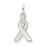 Sterling Silver Pink Ribbon Pendant Charm, Breast Cancer Awareness Jewelry for Women