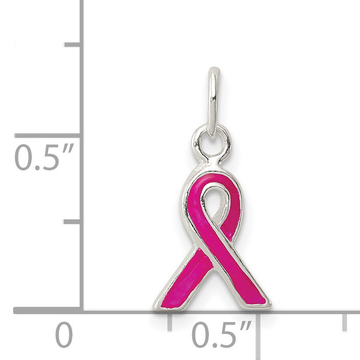 Sterling Silver Pink Ribbon Pendant Charm, Breast Cancer Awareness Jewelry for Women
