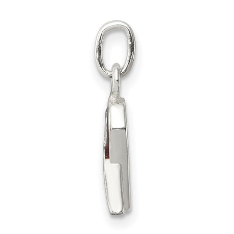 Sterling Silver Awareness Ribbon Pendant with Dark Red Enamel, Multiple Myeloma and Heart Health Theme