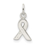 Sterling Silver Awareness Ribbon Pendant with Dark Red Enamel, Multiple Myeloma and Heart Health Theme