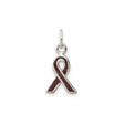 Sterling Silver Awareness Ribbon Pendant with Dark Red Enamel, Multiple Myeloma and Heart Health Theme
