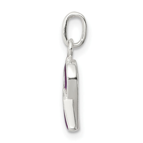 Sterling Silver Awareness Pendant with Purple Enamel Ribbon, Symbolic Jewelry for Women