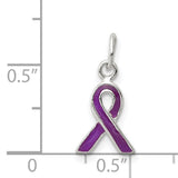 Sterling Silver Awareness Pendant with Purple Enamel Ribbon, Symbolic Jewelry for Women