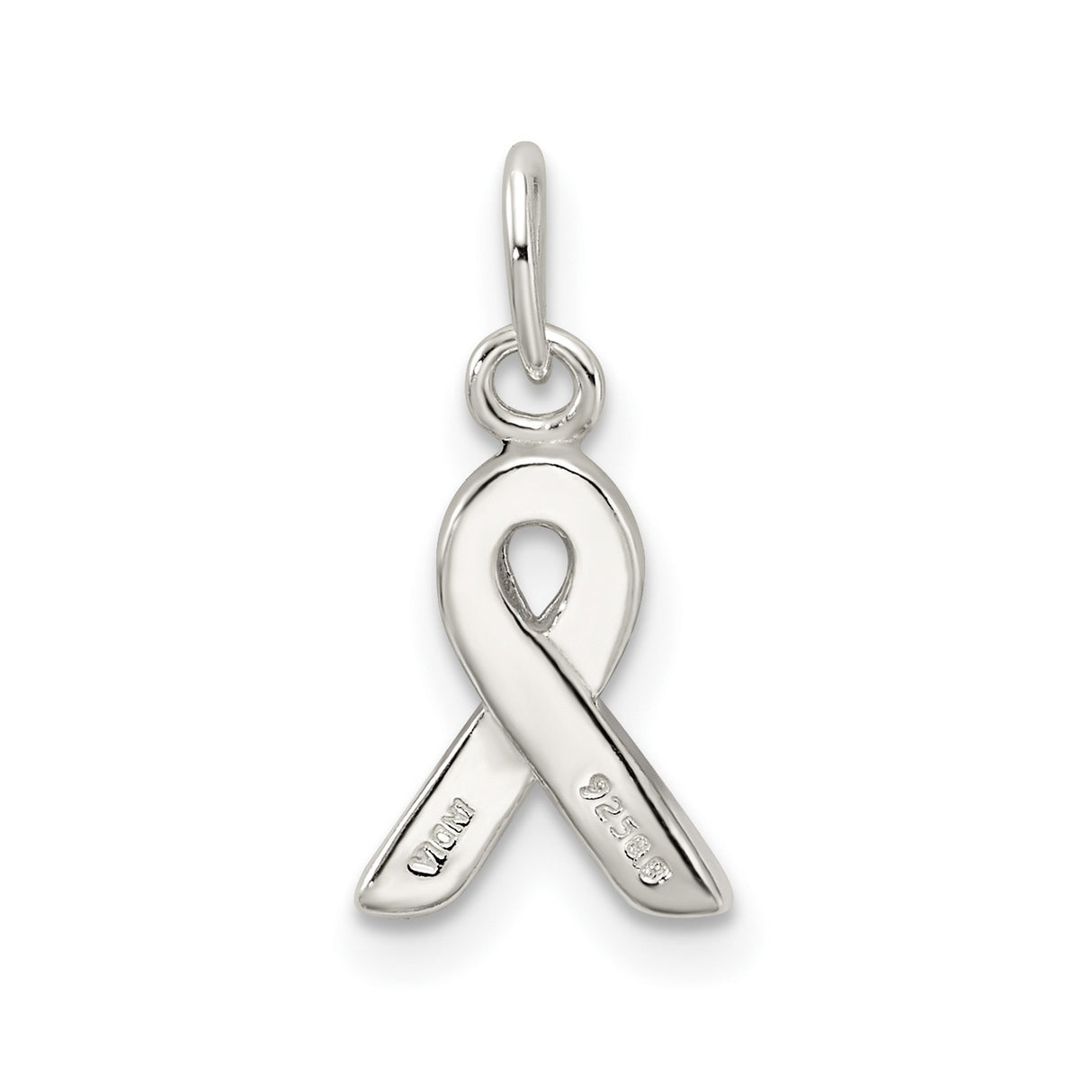 Sterling Silver Awareness Ribbon Pendant with Black Enamel, Memorial and Grief Support Jewelry