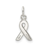 Sterling Silver Awareness Ribbon Pendant with Black Enamel, Memorial and Grief Support Jewelry