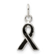 Sterling Silver Awareness Ribbon Pendant with Black Enamel, Memorial and Grief Support Jewelry