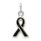 Sterling Silver Awareness Ribbon Pendant with Black Enamel, Memorial and Grief Support Jewelry