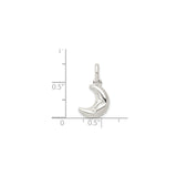 Sterling Silver Moon Pendant with Serene Face, Crescent Celestial Charm for Women