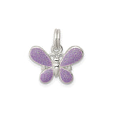 Sterling Silver Butterfly Pendant with Purple Enamel Wings, Nature Theme Jewelry for Women and Girls