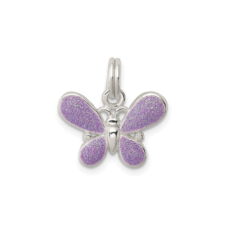 Sterling Silver Butterfly Pendant with Purple Enamel Wings, Nature Theme Jewelry for Women and Girls