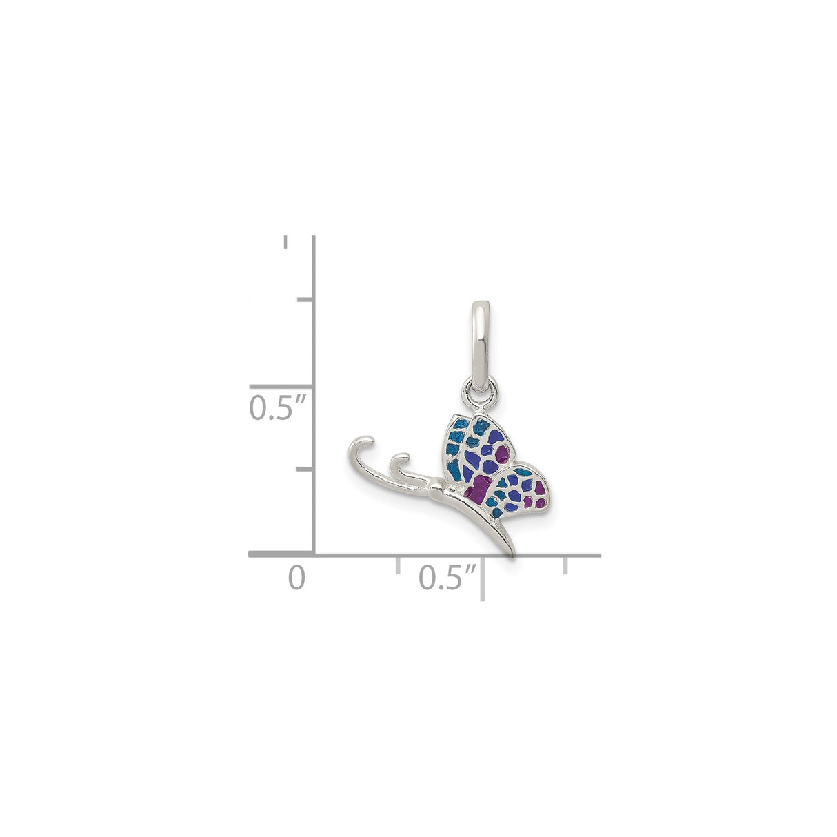 Sterling Silver Butterfly Pendant with Colorful Enamel Wings, Nature Charm for Women and Girls