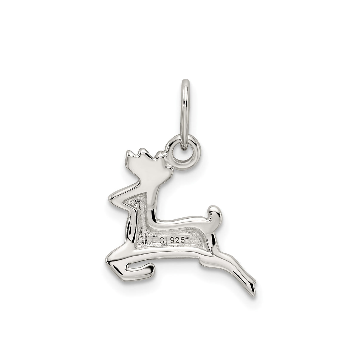 Sterling Silver Leaping Reindeer Pendant, Holiday Christmas Deer Charm Jewelry