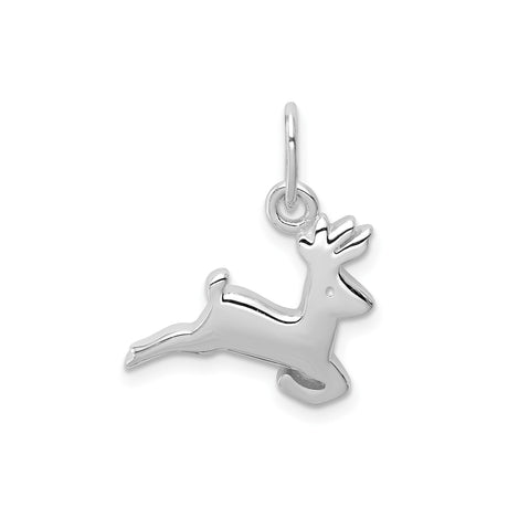 Sterling Silver Leaping Reindeer Pendant, Holiday Christmas Deer Charm Jewelry