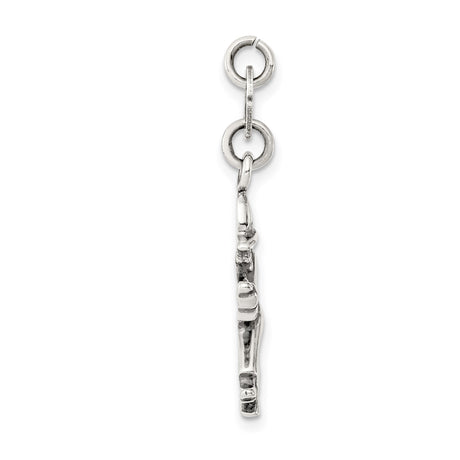 Sterling Silver Witch on Broomstick Pendant, Gothic Wiccan Halloween Charm for Women