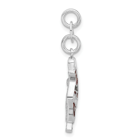 Sterling Silver Santa Claus Charm with Red, Green and White Enamel Accents, Festive Holiday Design