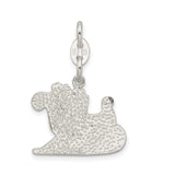 Sterling Silver Sleigh Charm Pendant with Red and Green Enamel, Festive Holiday Design