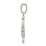 Sterling Silver Christmas Tree Pendant with Green Enamel and Red Accents, Holiday Jewelry for Women