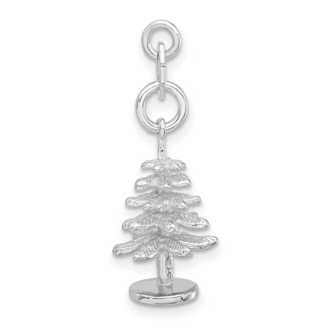 Solid 3-D Christmas Tree Charm Pendant in Real 925 Sterling Silver