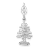 Solid 3-D Christmas Tree Charm Pendant in Real 925 Sterling Silver