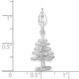 Solid 3-D Christmas Tree Charm Pendant in Real 925 Sterling Silver