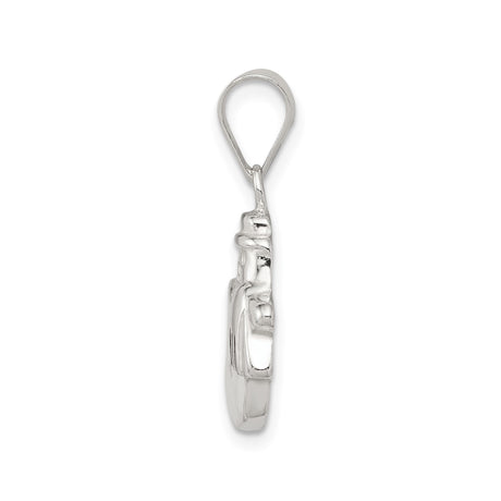 Sterling Silver Snowman Pendant with Red Accented Scarf and Hat, Christmas Holiday Charm