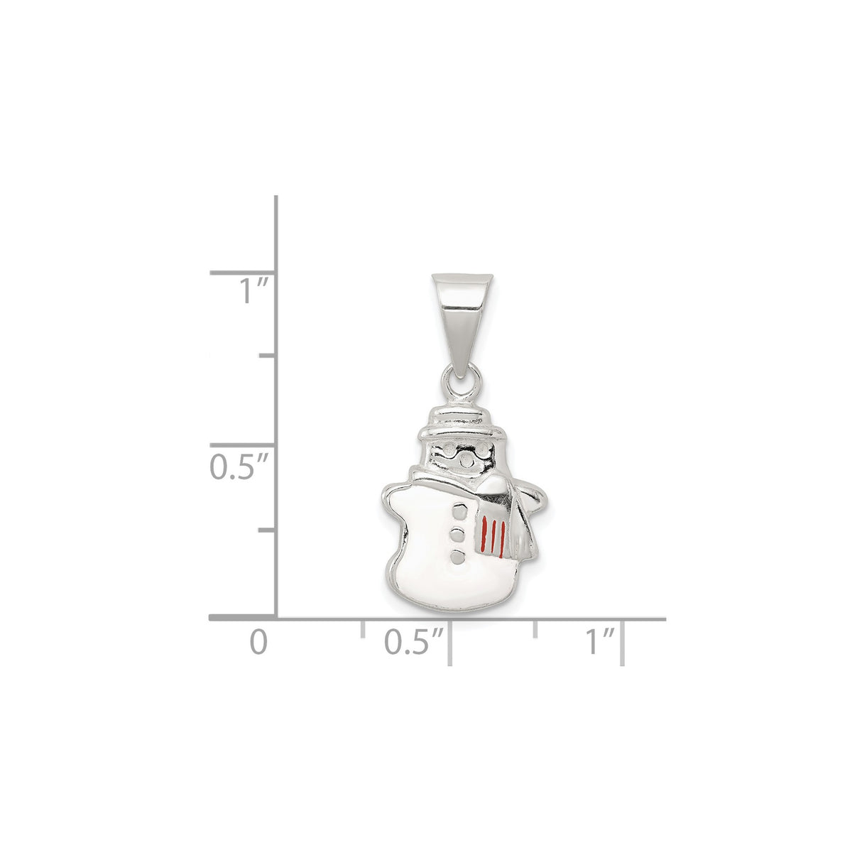 Sterling Silver Snowman Pendant with Red Accented Scarf and Hat, Christmas Holiday Charm