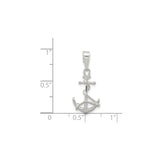 Sterling Silver Anchor Pendant with Rope Detail, Nautical Maritime Style for Men and Women