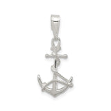 Sterling Silver Anchor Pendant with Rope Detail, Nautical Maritime Style for Men and Women