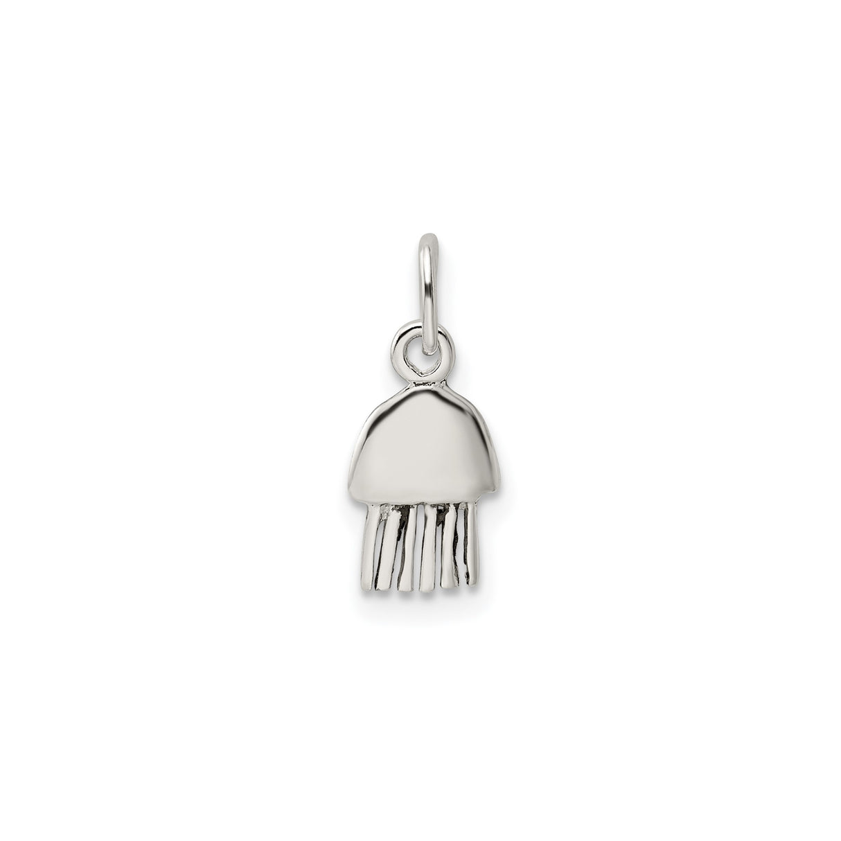 Sterling Silver Jellyfish Pendant with Dome Charm and Flowing Tentacles, Ocean Theme Jewelry