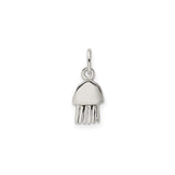 Sterling Silver Jellyfish Pendant with Dome Charm and Flowing Tentacles, Ocean Theme Jewelry