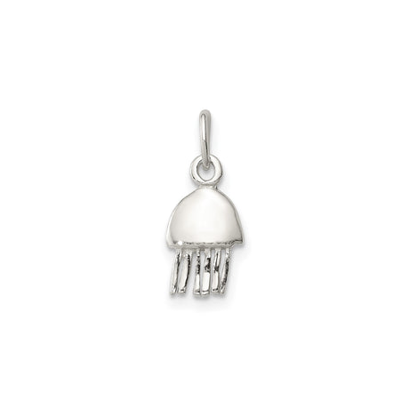 Sterling Silver Jellyfish Pendant with Dome Charm and Flowing Tentacles, Ocean Theme Jewelry