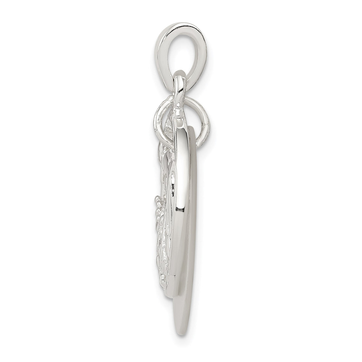 Sterling Silver Dolphin Pendant with Mother Of Pearl, Sun, and Ocean Wave Design