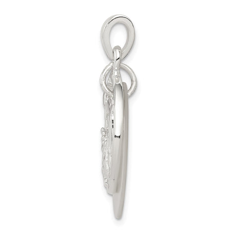 Sterling Silver Dolphin Pendant with Mother Of Pearl, Sun, and Ocean Wave Design