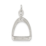 Sterling Silver Stirrup Pendant, Polished Equestrian Charm for Women, Minimalist Horseback Riding Jewelry