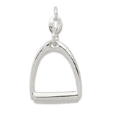 Sterling Silver Stirrup Pendant, Polished Equestrian Charm for Women, Minimalist Horseback Riding Jewelry