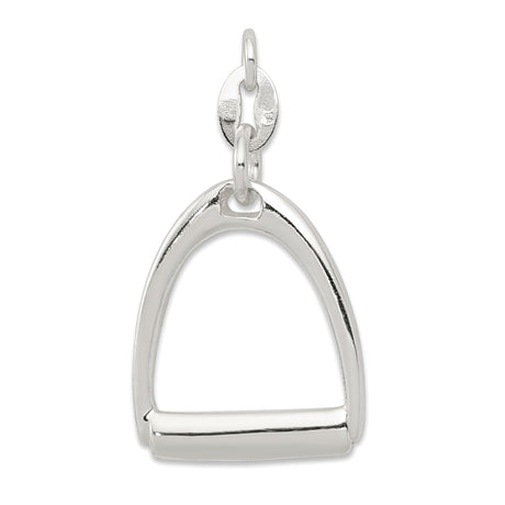 Sterling Silver Stirrup Pendant, Polished Equestrian Charm for Women, Minimalist Horseback Riding Jewelry