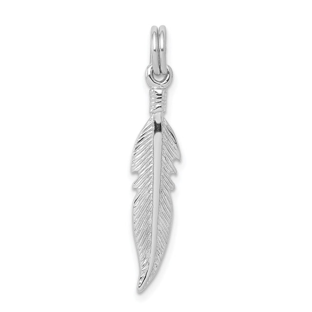 Sterling Silver Feather Pendant, Tribal Bohemian Jewelry with Spiritual Symbolism