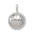 Sterling Silver Basketball Pendant, 3D Textured Sports Charm for Players and Coaches