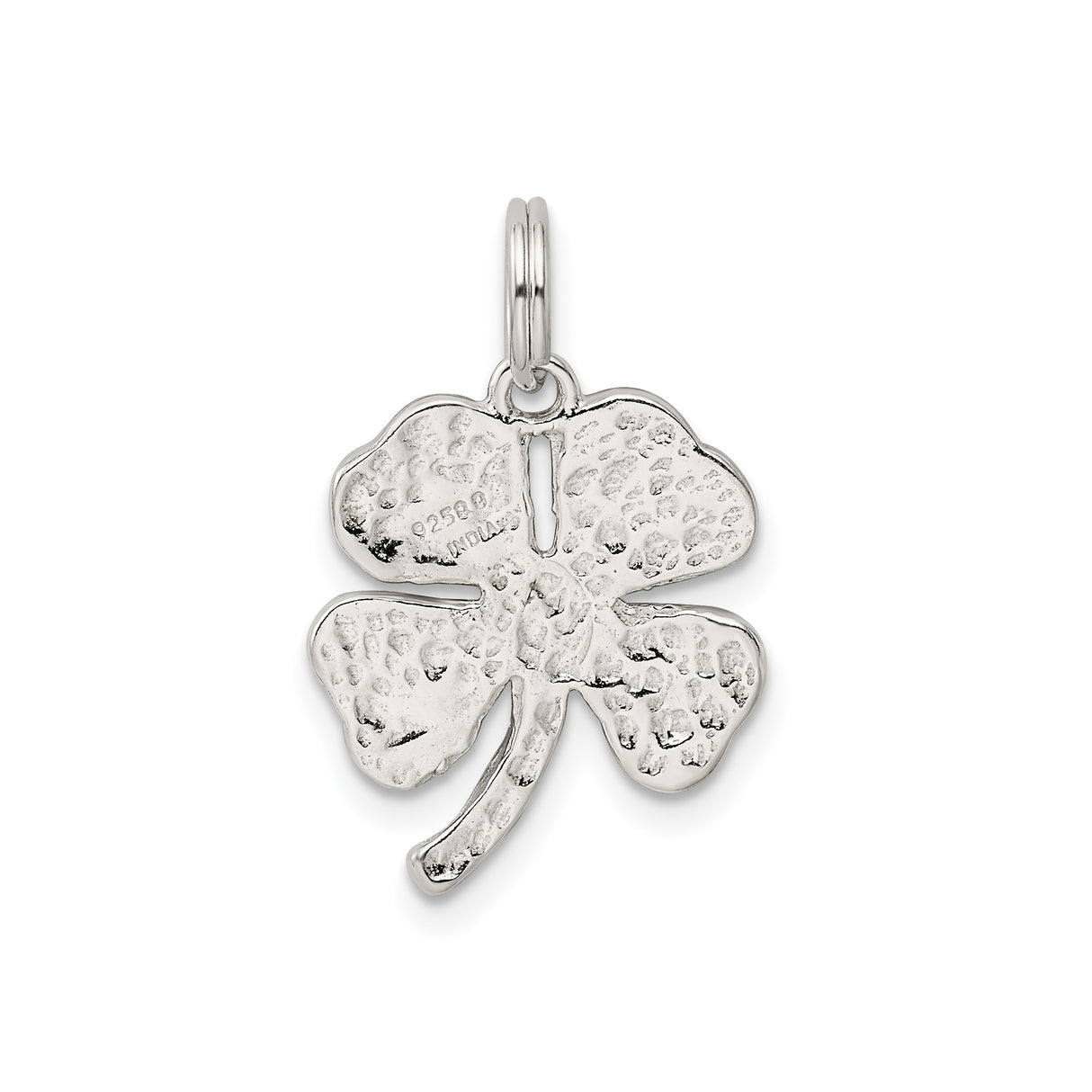 Sterling Silver Four-Leaf Clover Pendant with Green Enamel, Irish Shamrock Charm