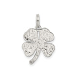 Sterling Silver Four-Leaf Clover Pendant with Green Enamel, Irish Shamrock Charm
