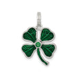 Sterling Silver Four-Leaf Clover Pendant with Green Enamel, Irish Shamrock Charm