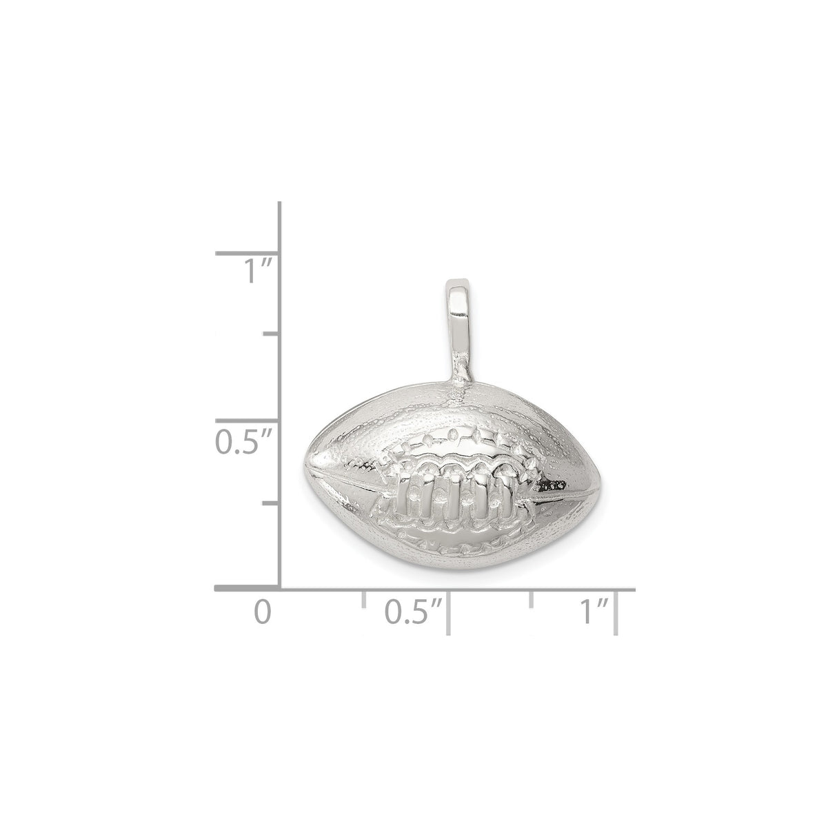 Sterling Silver Football Pendant with Realistic Laces and Textured Design for Men or Unisex