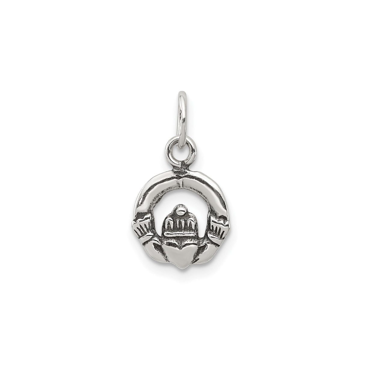 Sterling Silver Claddagh Pendant with Heart and Crown, Traditional Irish Symbol of Love and Loyalty