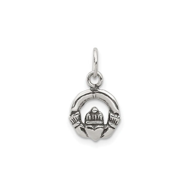 Sterling Silver Claddagh Pendant with Heart and Crown, Traditional Irish Symbol of Love and Loyalty