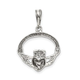 Sterling Silver Claddagh Pendant with Heart, Crown and Hands, Celtic Love and Friendship Symbol
