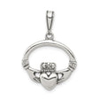 Sterling Silver Claddagh Pendant with Heart, Crown and Hands, Celtic Love and Friendship Symbol