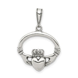 Sterling Silver Claddagh Pendant with Heart, Crown and Hands, Celtic Love and Friendship Symbol