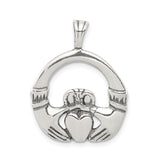 Sterling Silver Claddagh Pendant with Heart, Crown, and Hands, Celtic Irish Symbol