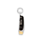 Sterling Silver Penguin Pendant with Cubic Zirconia and Black Enamel, Whimsical Animal Design